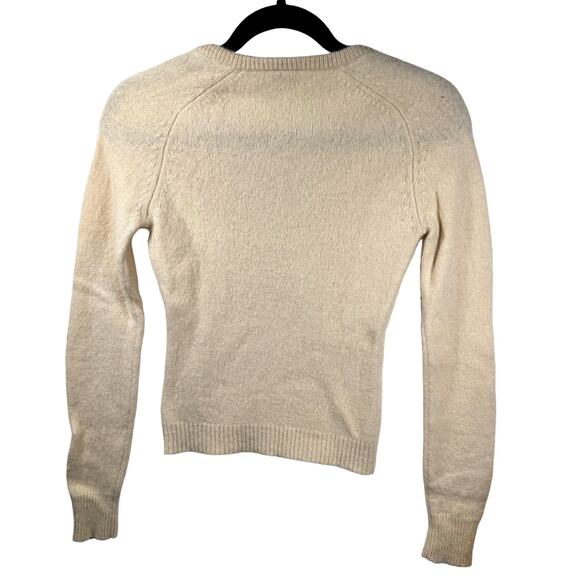 VINTAGE 90s Abercrombie Wool Blend Sweater Cream Pink Size M Preppy Minimalist - Picture 6 of 12